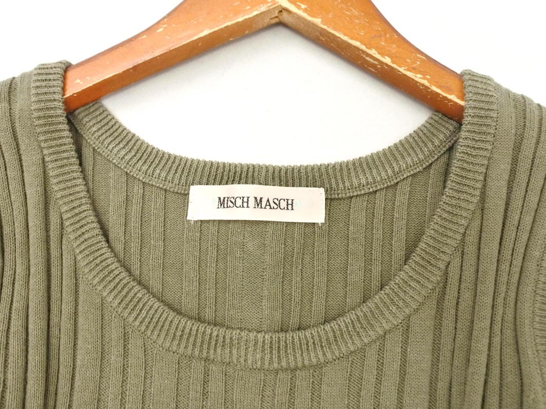 ネコポスOK MISCH MASCH ミッシュマッシュ フリル ノースリーブ ニット セーター sizeM/カーキ ■◆ ☆ ffc3 レディース_画像2