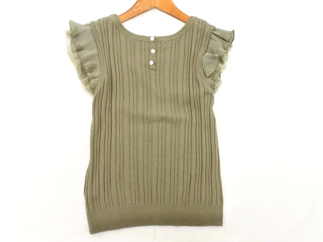 ネコポスOK MISCH MASCH ミッシュマッシュ フリル ノースリーブ ニット セーター sizeM/カーキ ■◆ ☆ ffc3 レディース_画像5