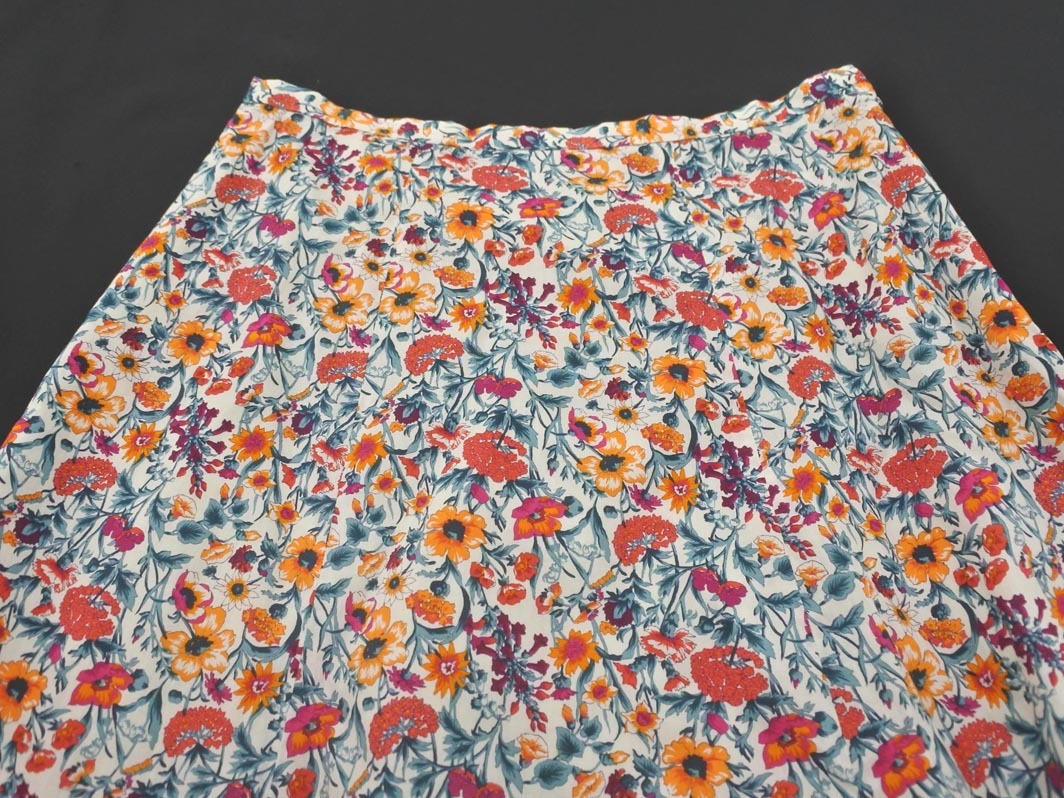 ネコポスOK SHIPS シップス 花柄 ロング スカート size36/白 ■◇ ☆ ffc3 レディース