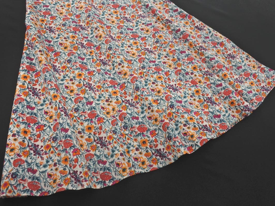 ネコポスOK SHIPS シップス 花柄 ロング スカート size36/白 ■◇ ☆ ffc3 レディース