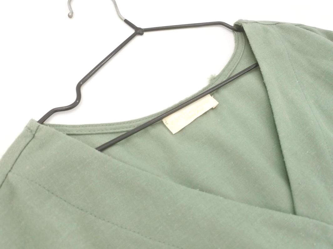 earth music&ecology アースミュージック＆エコロジー リボン ロング シャツ ワンピース sizeF/緑 ■◆ ☆ ffc3 レディース_画像2