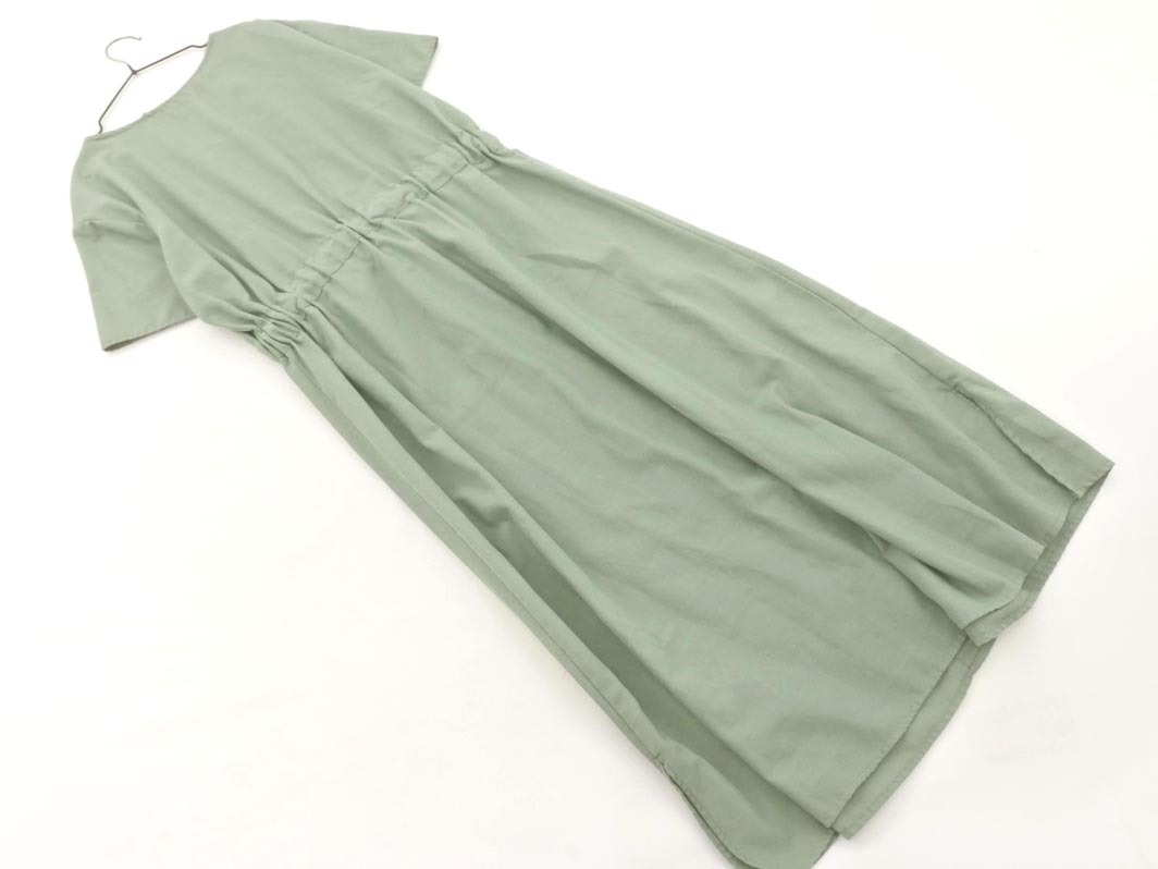 earth music&ecology アースミュージック＆エコロジー リボン ロング シャツ ワンピース sizeF/緑 ■◆ ☆ ffc3 レディース_画像6
