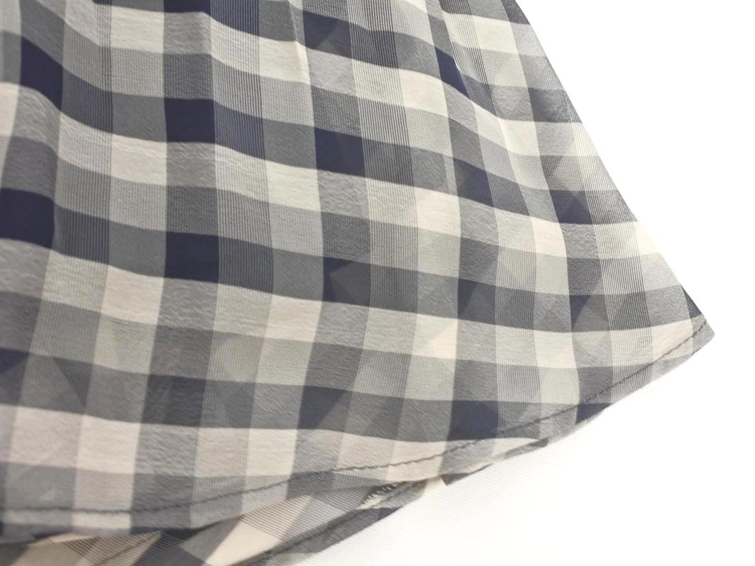 ネコポスOK KUMIKYOKU 組曲 シフォン チェック プリーツ スカート size1/白ｘ紺 ■◇ ☆ ffc4 レディース