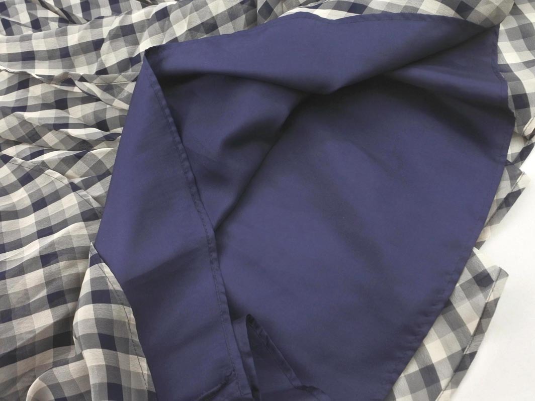 ネコポスOK KUMIKYOKU 組曲 シフォン チェック プリーツ スカート size1/白ｘ紺 ■◇ ☆ ffc4 レディース