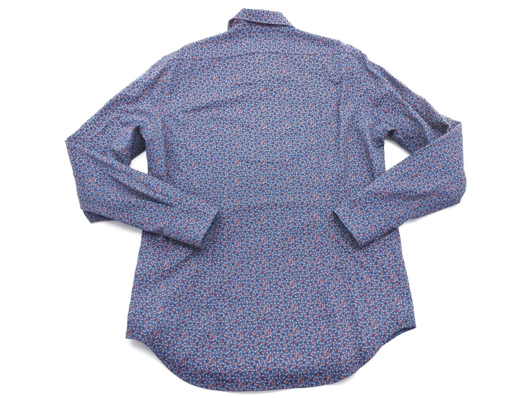BARNEYS NEW YORK バーニーズ ニューヨーク 総柄 ストレッチ シャツ size1/紺 ◇■ ☆ ffc4 メンズ