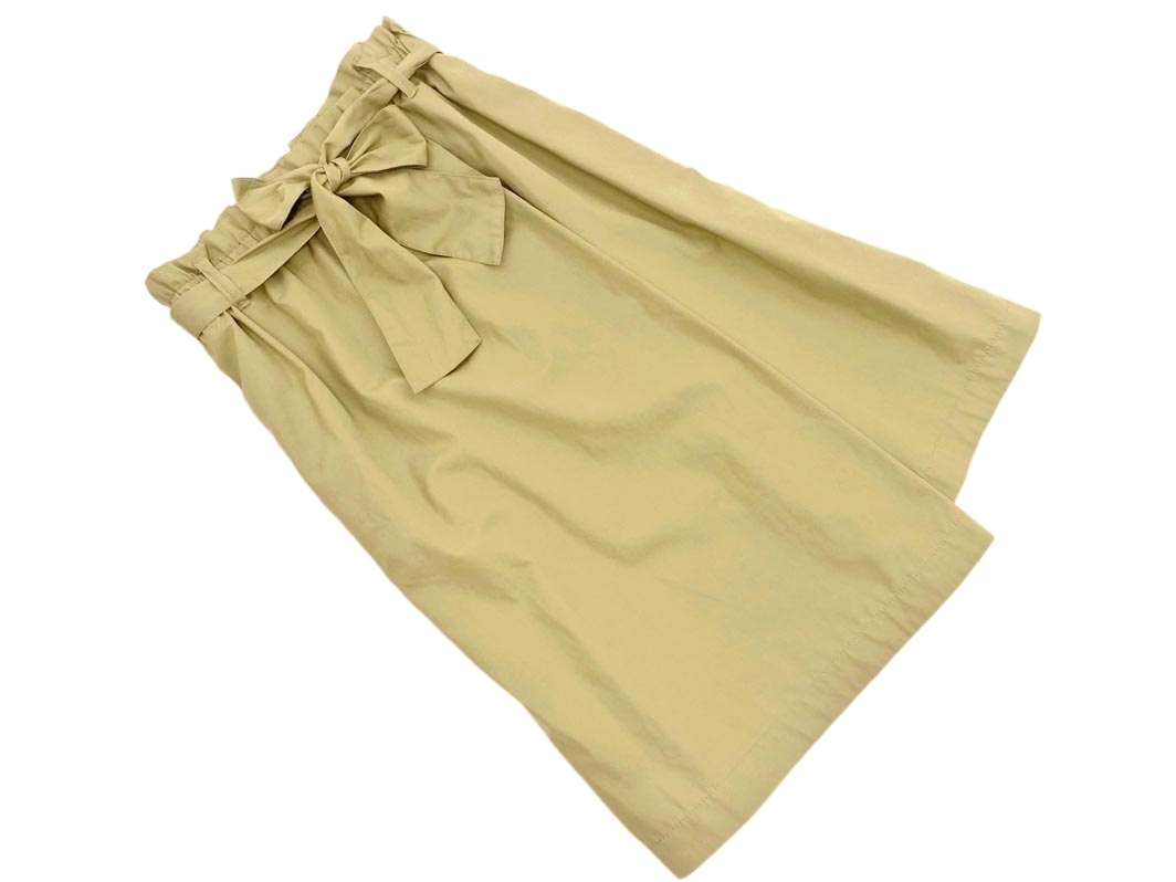 MACPHEE マカフィー トゥモローランド リボンベルト付き Aライン 台形 スカート size36/ベージュ ■■ ☆ ffc4 レディース_画像1