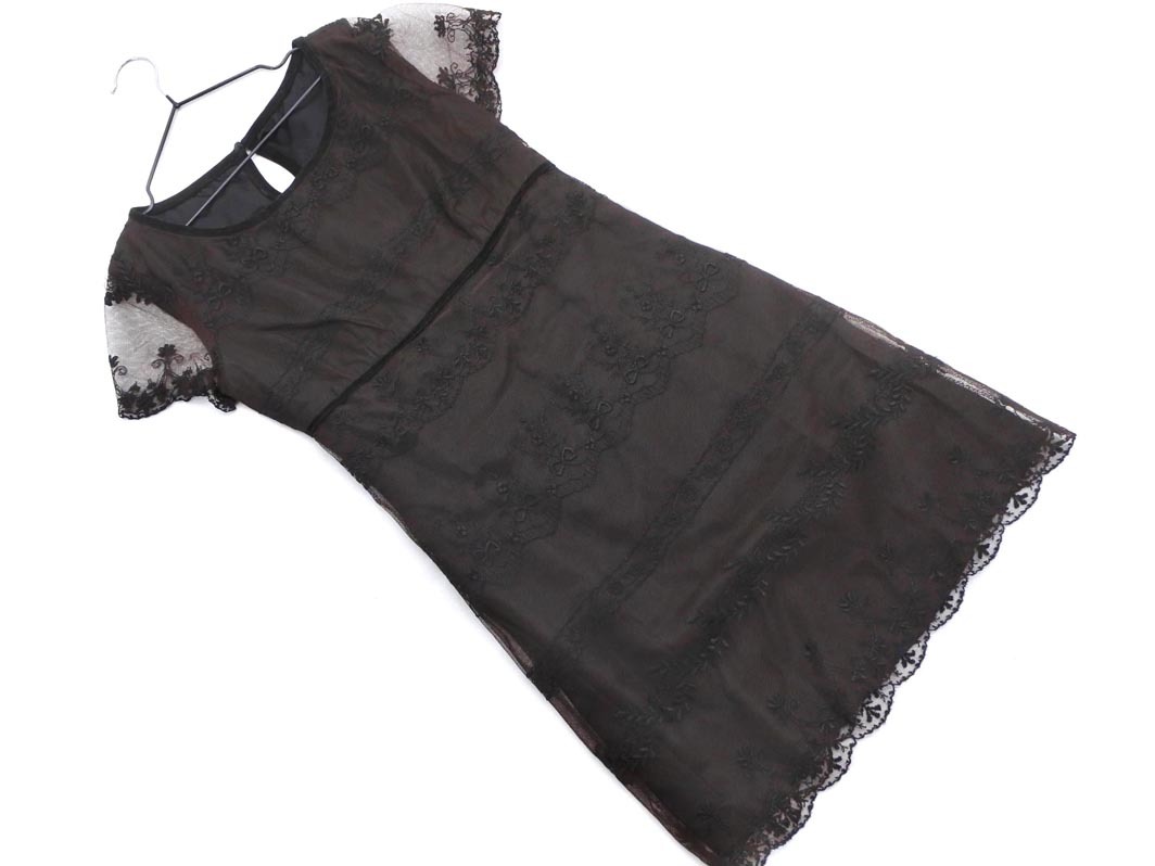 ネコポスOK CYNTHIA ROWLEY シンシアローリー チュール レース ワンピース 茶 ■◆ ☆ ffc4 レディース