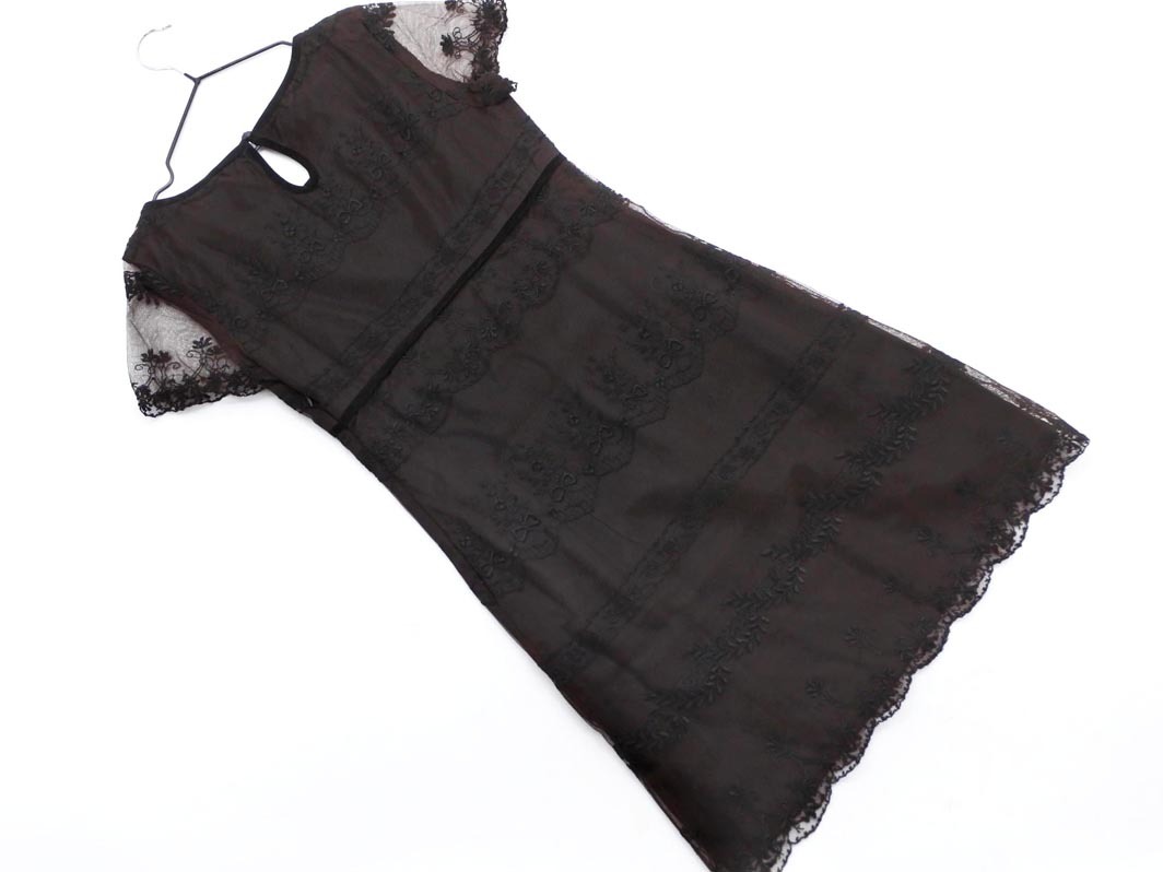 ネコポスOK CYNTHIA ROWLEY シンシアローリー チュール レース ワンピース 茶 ■◆ ☆ ffc4 レディース