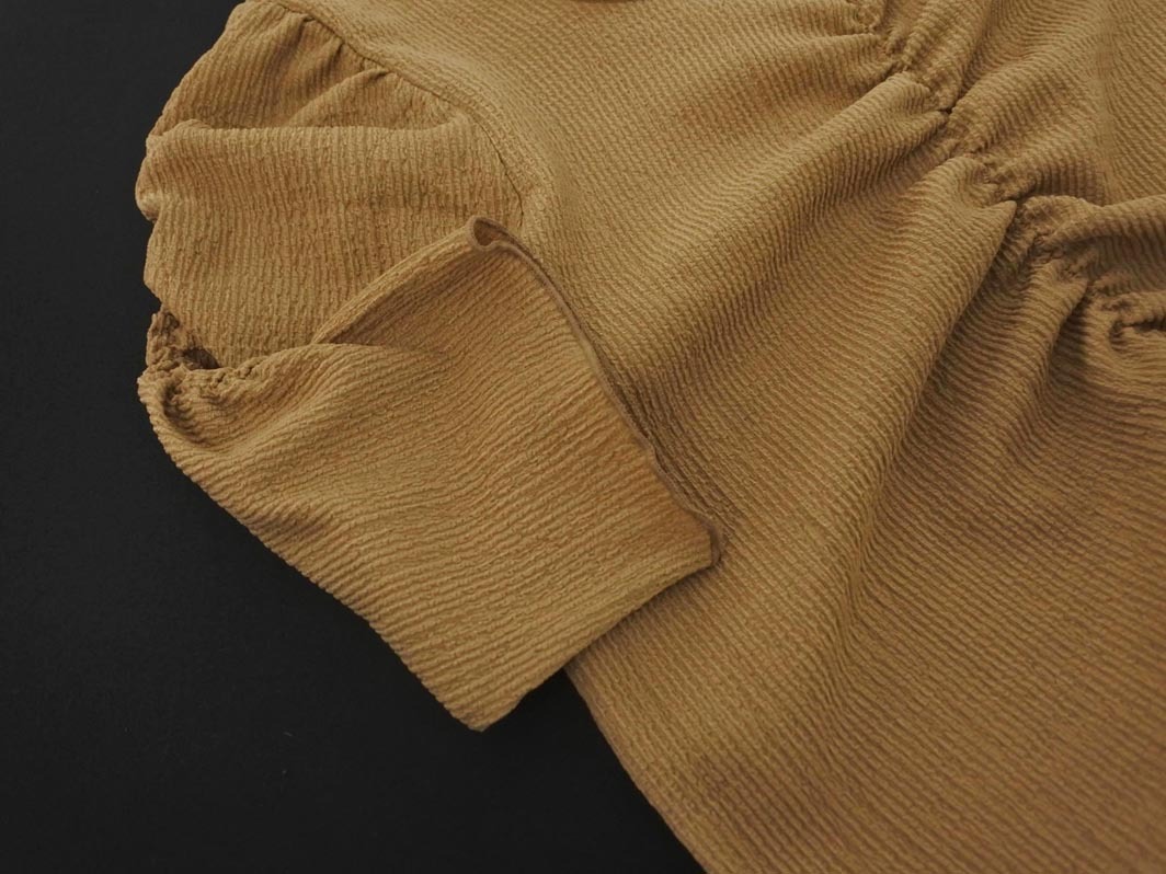 ネコポスOK mysty woman ミスティウーマン ギャザー Vネック カットソー sizeF/ベージュ ■◆ ☆ ffc4 レディース_画像2