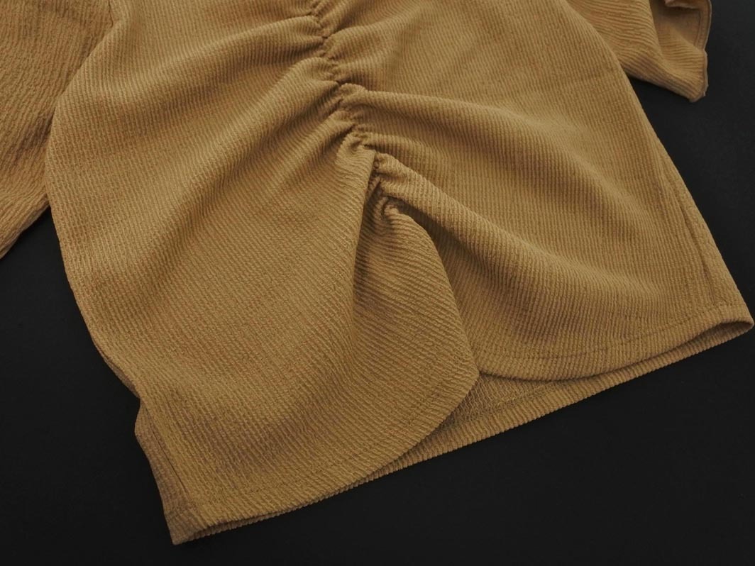 ネコポスOK mysty woman ミスティウーマン ギャザー Vネック カットソー sizeF/ベージュ ■◆ ☆ ffc4 レディース_画像4