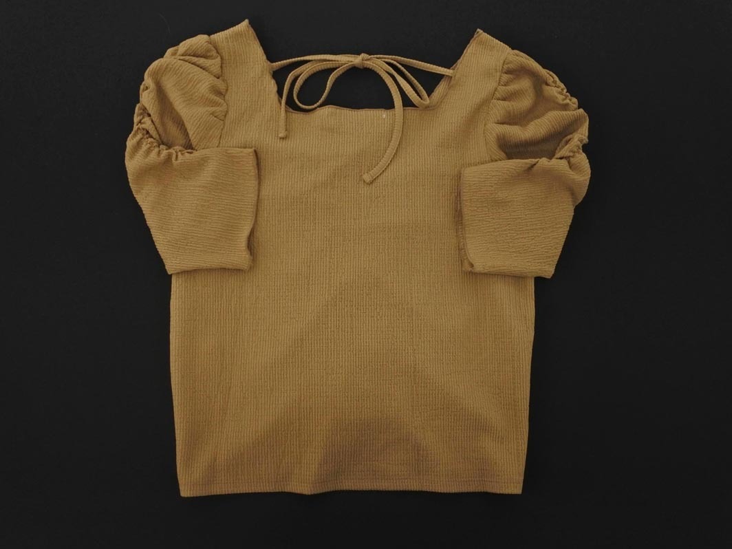 ネコポスOK mysty woman ミスティウーマン ギャザー Vネック カットソー sizeF/ベージュ ■◆ ☆ ffc4 レディース_画像5