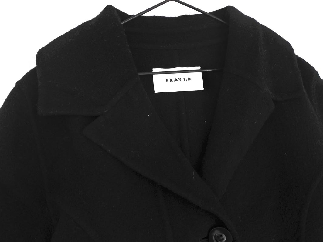 FRAY I.D フレイアイディー ウール混 ペプラム コート size1/黒 ◇■ ☆ ffc4 レディース