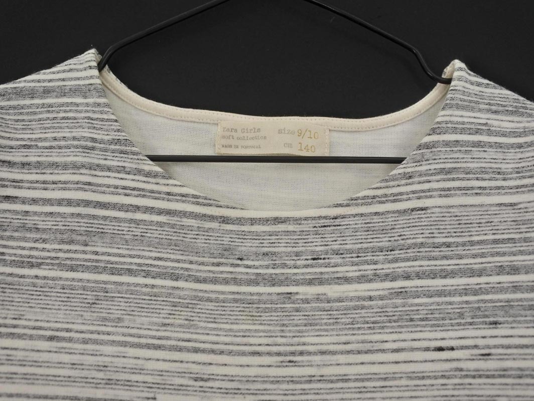 ネコポスOK ZARA Girls ザラガールズ ボーダー カットソー size140ｃｍ/オフホワイトｘグレー ■◆ ☆ ffc5 子供服_画像2