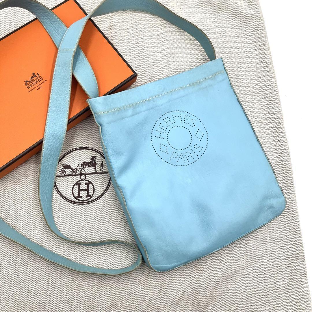 HERMES エルメス クルードセル ショルダーバッグ ブルージーン HERMES エルメス クルードセル ショルダーバッグ ブルージーン 水色