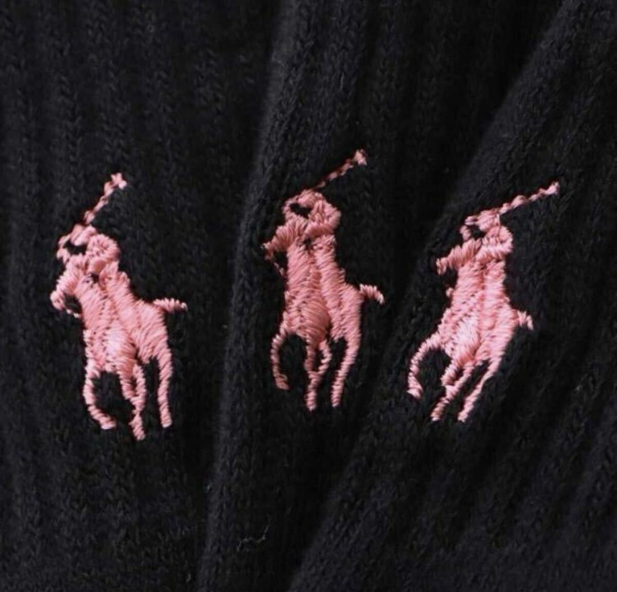 【新品・未使用品】 POLO RALPH LAUREN ポロ　ラルフローレン　ポロ　ソックス　靴下　3足セット マーク刺繍 23-25cm ブラック 送料無料 