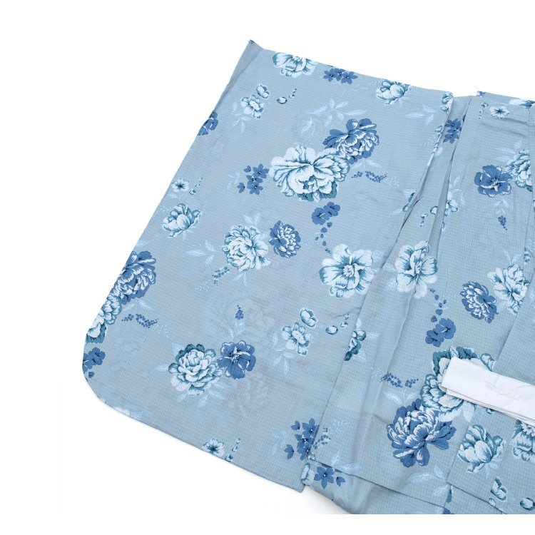 ☆著物タウン☆ 浴衣 女の子 キッズ 110cm アクアグリーン 青緑 くすみ色 花柄 キッズ 女児 和服 子供浴衣 単品 夏 jr-yukata-00018