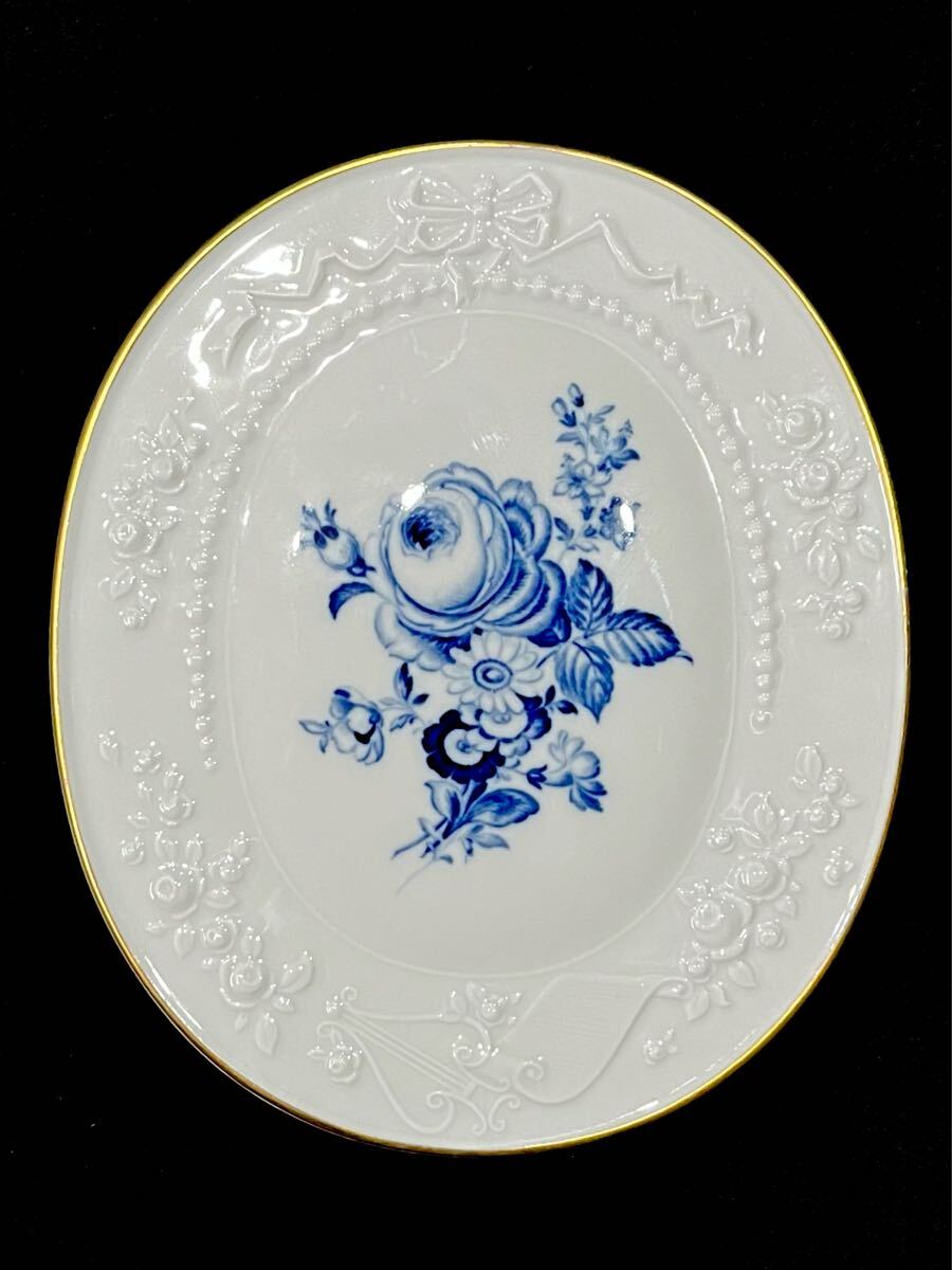 Meissen マイセン /※ 1級品 金彩 ブルーフラワー　レリーフ　陶板 Meissen マイセン /※ 1級品 金彩 ブルーフラワー レリーフ 陶板