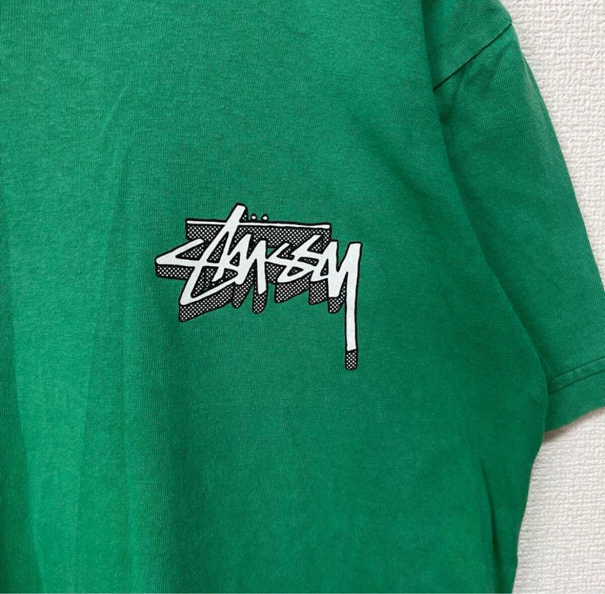 Stussy ステューシー グリーン 緑 Tシャツ Mサイズ グラフィック 古著 半袖Tシャツ