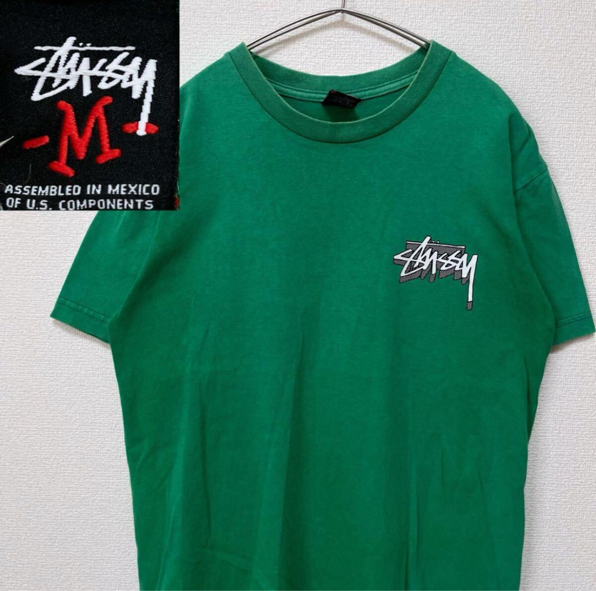 Stussy ステューシー グリーン 緑 Tシャツ Mサイズ グラフィック 古著 半袖Tシャツ