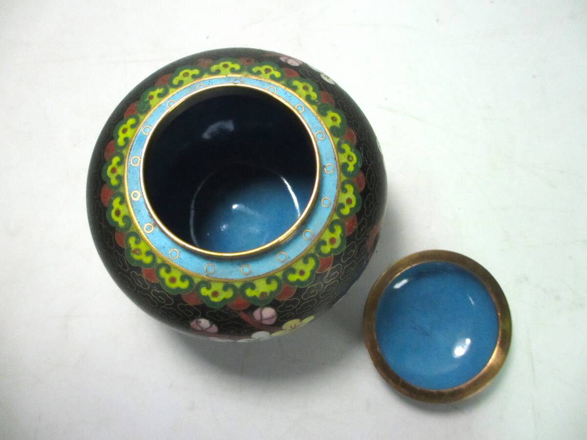 中國七寶焼　景泰藍　茶壷　茶入　花瓶　花鳥紋　計２點　茶道具　唐物　中國美術(shù)