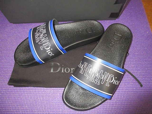ディオールオム Dior HOMME 　NEWAVE ロゴ　サンダル　ビーチサンダル　41　黒　美品　箱付 國內正規(guī)品