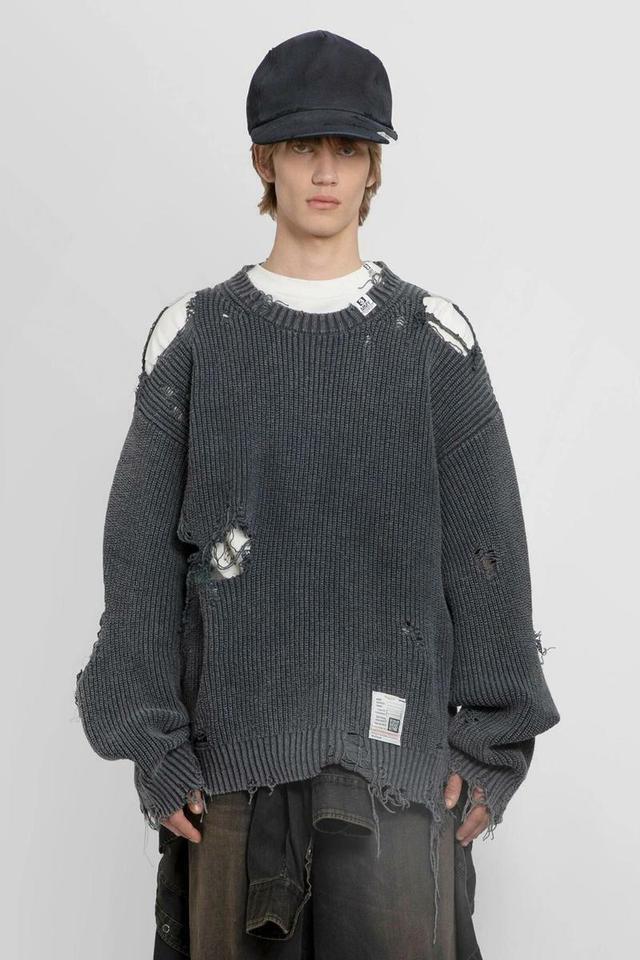 ミハラヤスヒロ　MIHARA　YASUHIRO　Bleached Knit Sweater デストロイ　ダメージ加工　オーバーサイズ　ニット　セーター　48