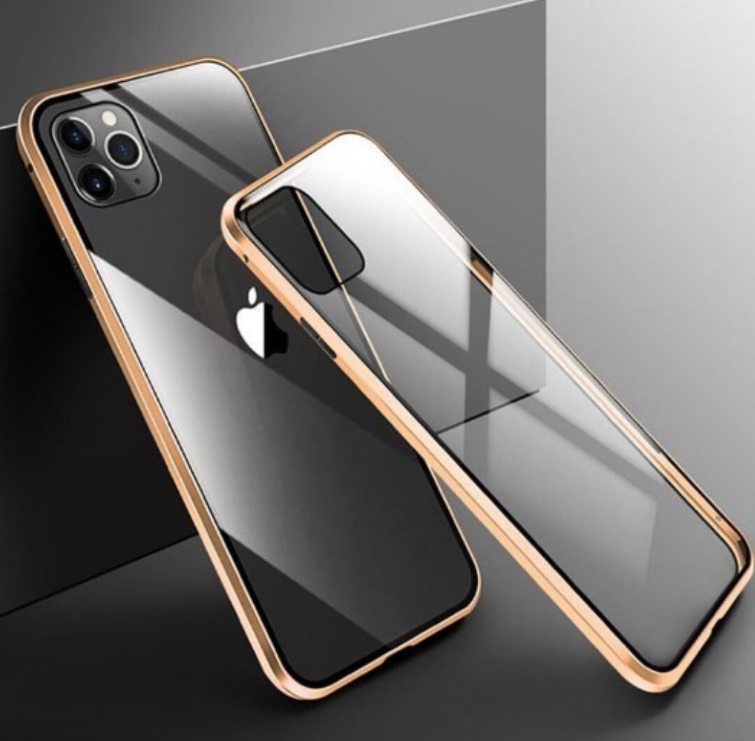 iPhoneケース iPhone11用 両面カバー ガラスカバー ゴールドフレーム アイフォンケース スマートフォンケース 両面ガード クリアケース_画像3