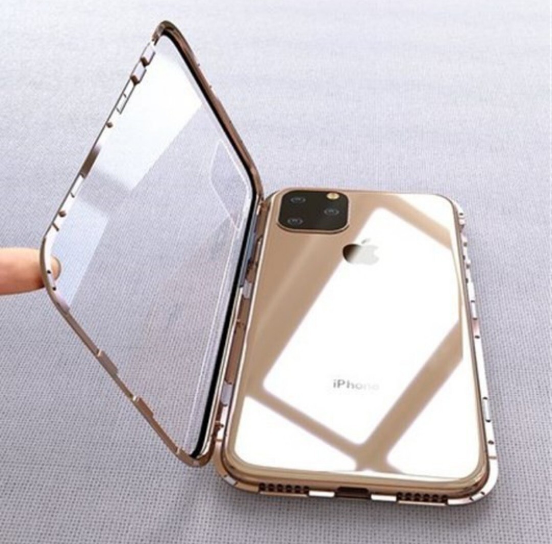 iPhoneケース iPhone11用 両面カバー ガラスカバー ゴールドフレーム アイフォンケース スマートフォンケース 両面ガード クリアケース_画像4