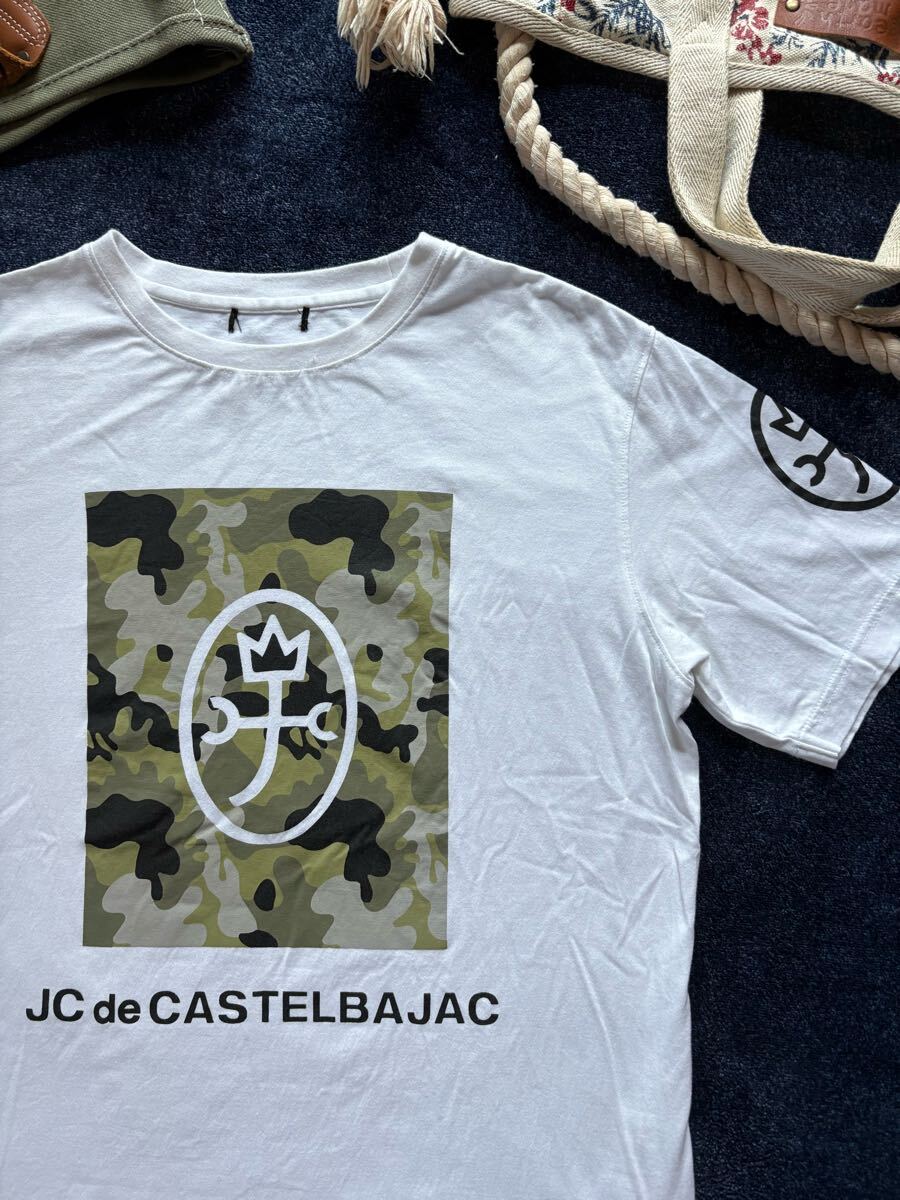 超美品 Castelbajac カステルバジャック 豪華ロゴプリント 高品質(zhì)コットン100％素材 クルーネック 半袖Tシャツ sizeM ホワイト