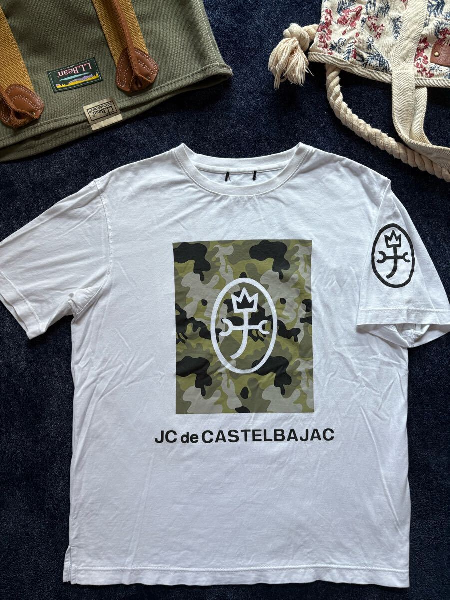 超美品 Castelbajac カステルバジャック 豪華ロゴプリント 高品質(zhì)コットン100％素材 クルーネック 半袖Tシャツ sizeM ホワイト