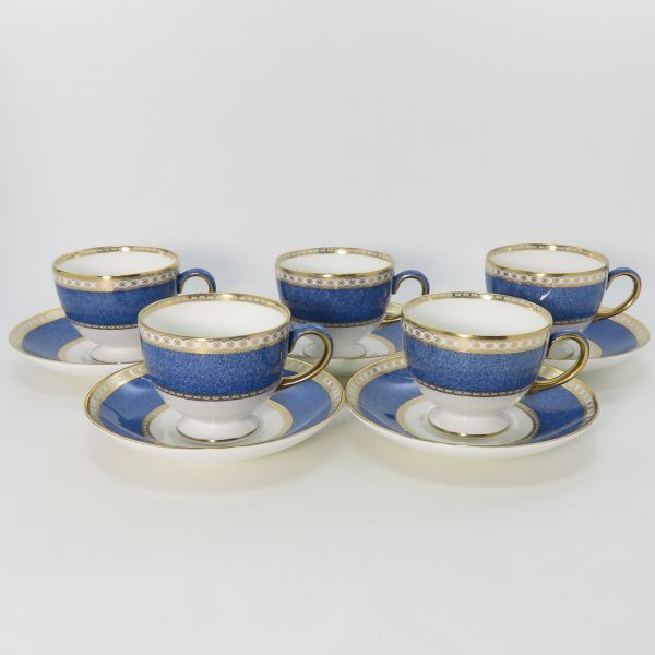 ウェッジウッド カップ&ソーサー■ユーランダー パウダーブルー C&S 洋食器 5客セット WEDGWOOD 1級品 ウェッジウッド