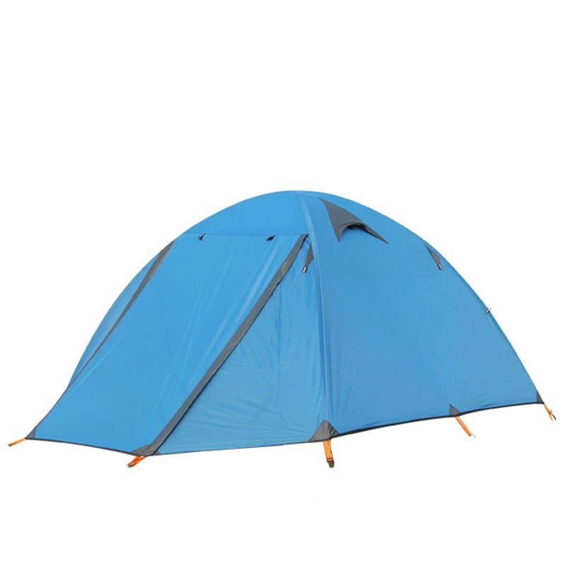 テント 2人用 ソロテント 軽量 4シーズン 二重層耐水圧3500MM 防水 登山テント 防雨 防風 防寒 キャンプ アウトドア 簡単設(shè)営 ブルー