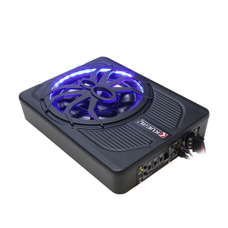 10インチ 800W スリムアクティブトラックサブウーファー 青色LEDライト付き バススピーカー パワーアンプ コンポーネント 放熱性 軽量 車