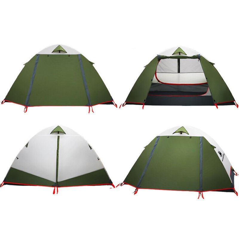 テント 2人用 ソロテント 軽量 4シーズン 二重層耐水圧2000MM 防水 登山テント 防雨 防風(fēng) 防寒 キャンプ アウトドア 簡(jiǎn)単設(shè)営 グリーン