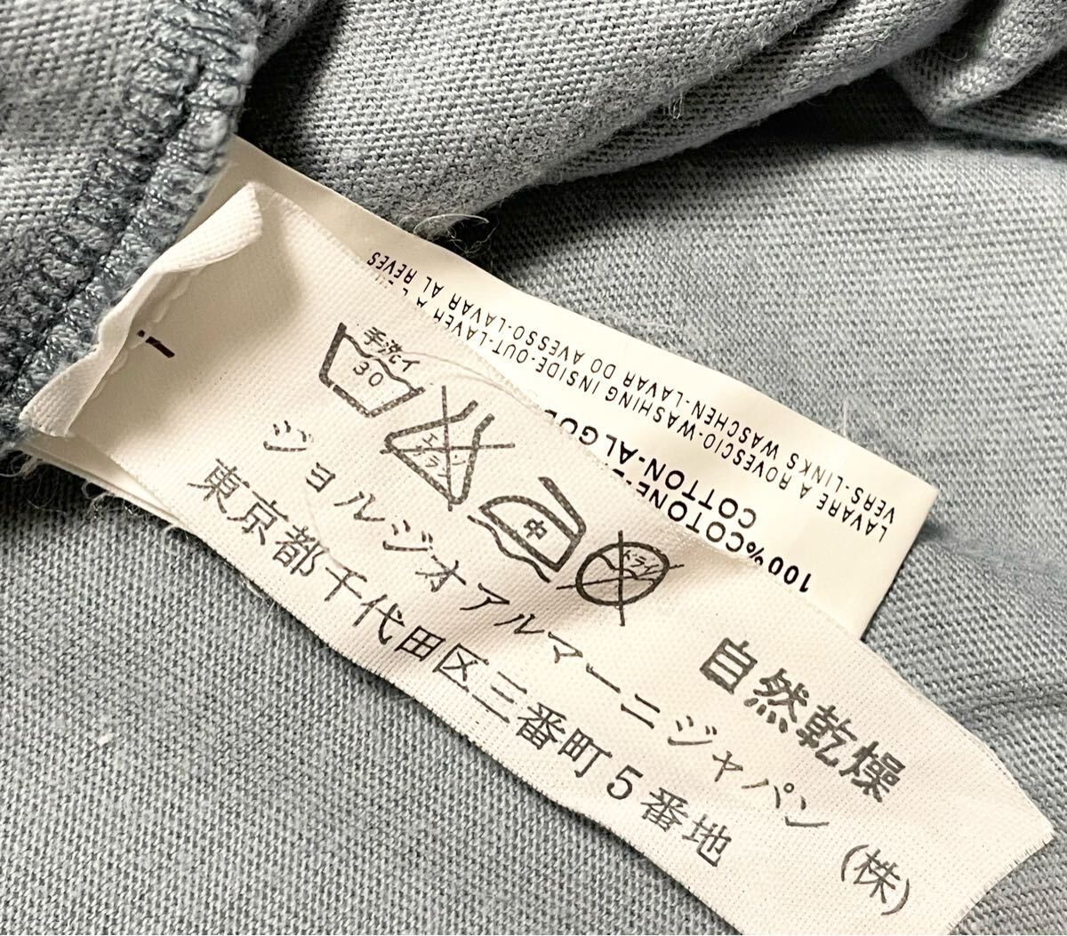 MADE IN ITALY制 ARMANI COLLEZIONI 半袖クルーネックTシャツ ブルーグレー Mサイズ アルマーニコレツィオーニ アルマーニ イタリア制