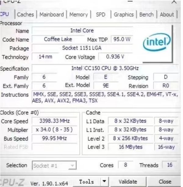 Intel CC150 SRFBT 8C 3.5GHz 16MB 95W LGA1151 Core i9-9900K i9-9900FK 相當 國內(nèi)発