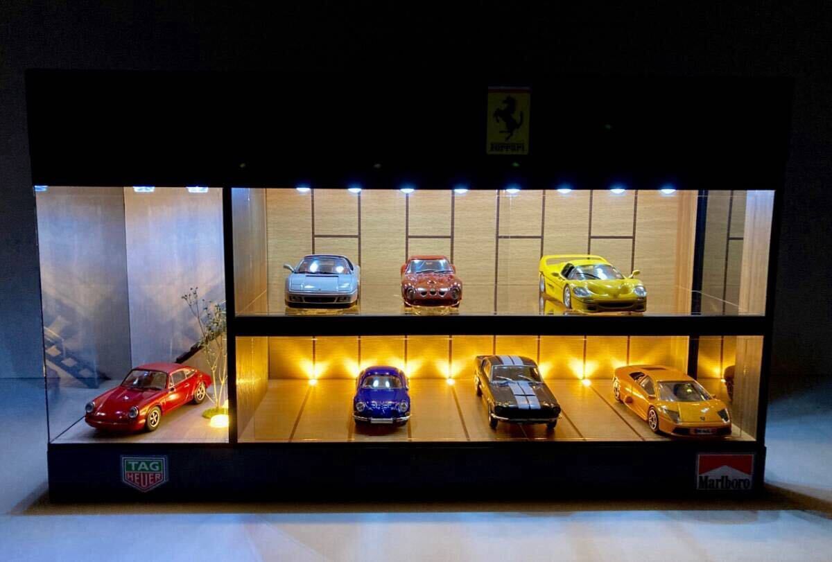 【在庫一掃】 1/43仕様・Liberty Walk風＆植栽・2層式ディスプレーBOX LED / ミニカー