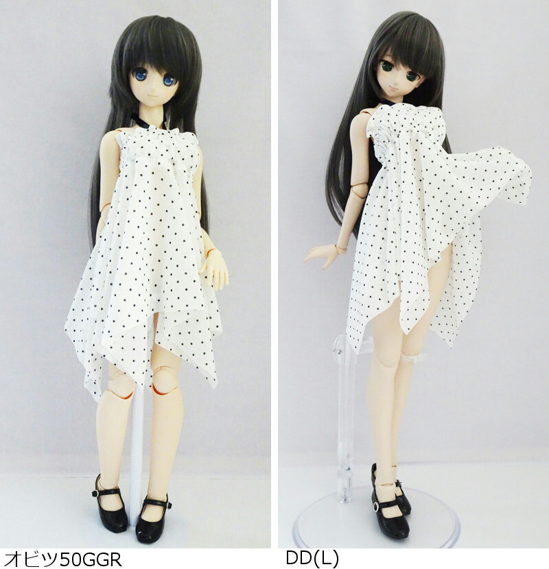 DDS/DD/DDdy/SD/スマートドール/AZO2(G)/オビツ50GGR　フェアリーカットサンドレス（ドット/白黒/シースルー）