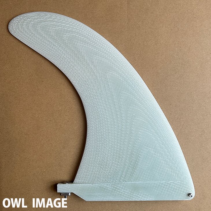 ■SINGLE FIN OWL 9.5■VOLAN CLEAR ボランクロスの模様が美しい マットクリア シングルフィン BOX センターフィン ロング ミッドレングス