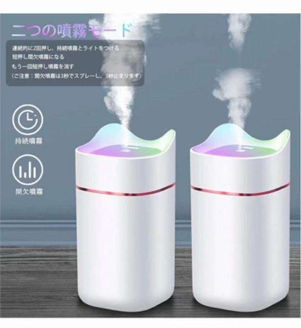 卓上加濕器　LEDライト　空気清浄　貓耳　靜音加濕　USB給電　30時(shí)間連続加濕