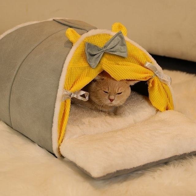 貓 犬 ベッド　ペットハウス ペットベッド ふわふわ　暖か もこもこ　キャット　ペット用品 　2WAY 柔らかい　小中型 秋冬　Sサイズ