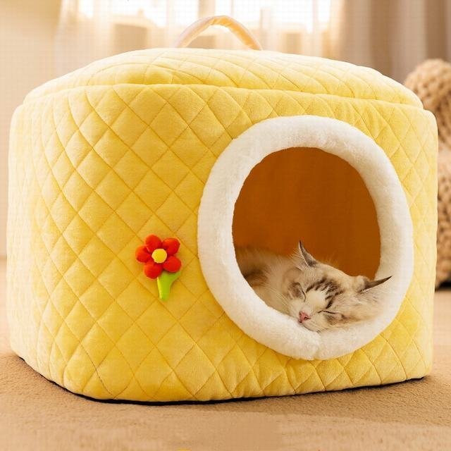 貓 犬 ベッド　ペットハウス ペットベッド ふわふわ　暖か もこもこ ペット用品 滑り止め　クッション　2WAY 柔らかい　小中型 秋冬　S
