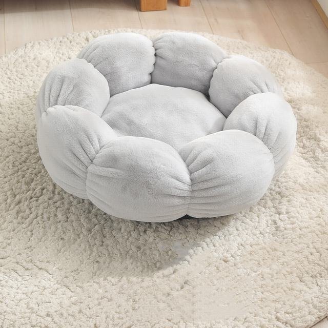 貓 犬 ベッド　ペットベッド ふわふわ　暖か もこもこ キャット ペット用品 クッション マット 丸ドーナツ 可愛(ài)い　秋冬 グレー Ｍサイズ