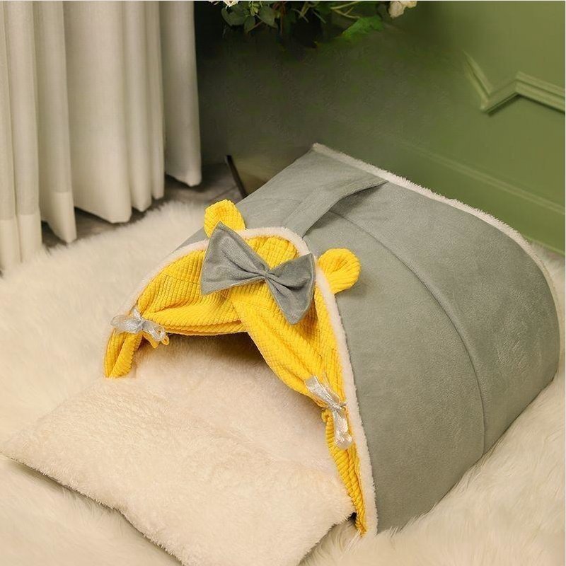 貓 犬 ベッド　ペットハウス ペットベッド ふわふわ　暖か もこもこ　キャット　ペット用品 　2WAY 柔らかい　小中型 秋冬　Sサイズ