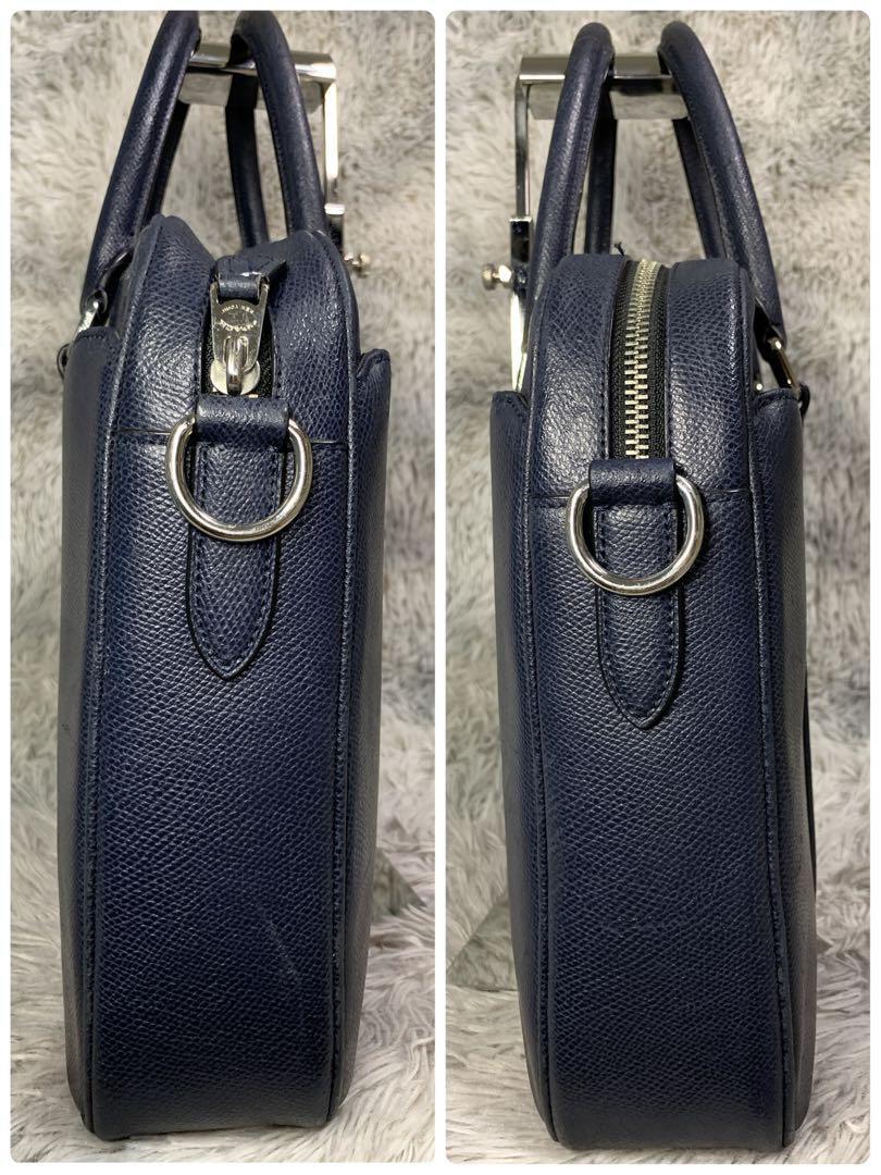  прекрасный товар COACH Coach 2way портфель сумка на плечо ходить на работу бизнес A4 место хранения PC место хранения все кожа металлические принадлежности Logo темно-синий цвет темно-синий мужской 