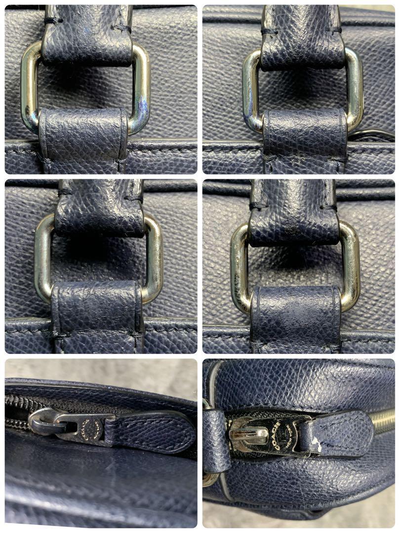  прекрасный товар COACH Coach 2way портфель сумка на плечо ходить на работу бизнес A4 место хранения PC место хранения все кожа металлические принадлежности Logo темно-синий цвет темно-синий мужской 