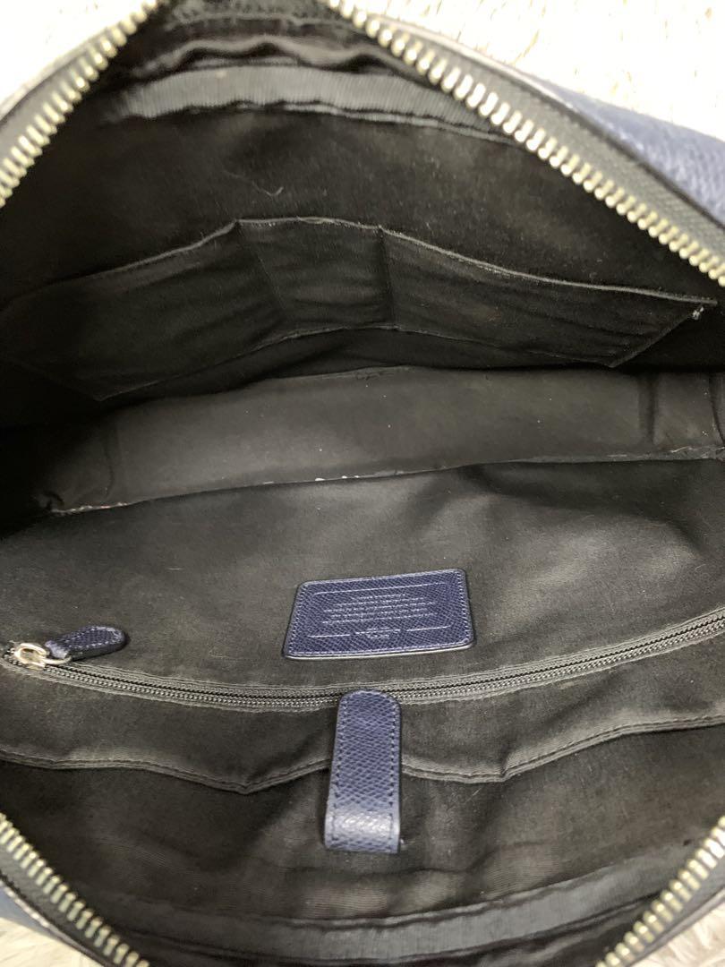  прекрасный товар COACH Coach 2way портфель сумка на плечо ходить на работу бизнес A4 место хранения PC место хранения все кожа металлические принадлежности Logo темно-синий цвет темно-синий мужской 