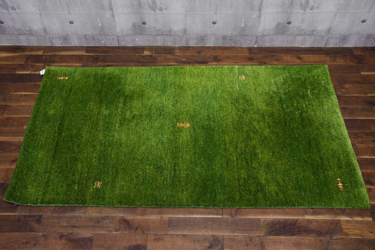EFK115 展示品 ギャッベ 手織り ウール100% グリーン ラグ 絨毯 EFK115 展示品 ギャッベ 手織り ウール100% グリーン ラグ 絨毯