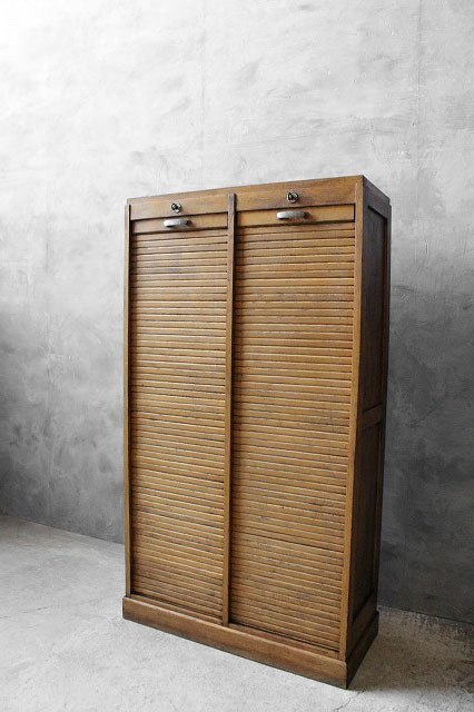  античный Франция из дерева 2 полосный файл подставка [ff3-345] шкаф грудь магазин инвентарь выше roll shutter 