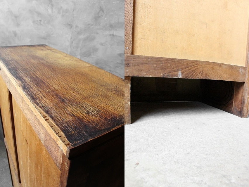  античный Франция из дерева 2 полосный файл подставка [ff3-345] шкаф грудь магазин инвентарь выше roll shutter 